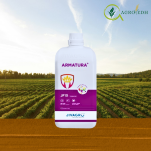 Jivagro Armatura fungicide bottle containing Polyoxin D Zinc Salt 5 percent SC for control of leaf spot and early blight diseases