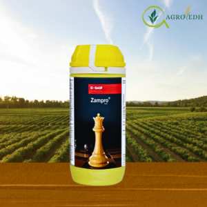 Zampro fungicide bottle containing Ametoctradin 27% and Dimethomorph 20.27% SC for Late Blight and Downy Mildew control